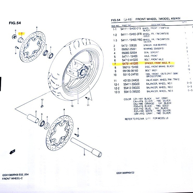 141-A-2◆スズキGSX-R1000/750/600,GSX1300R チタン合金 フロントアクスル 強化カラーセット. スズキバイク一部互換可能. チタンボルト_画像7