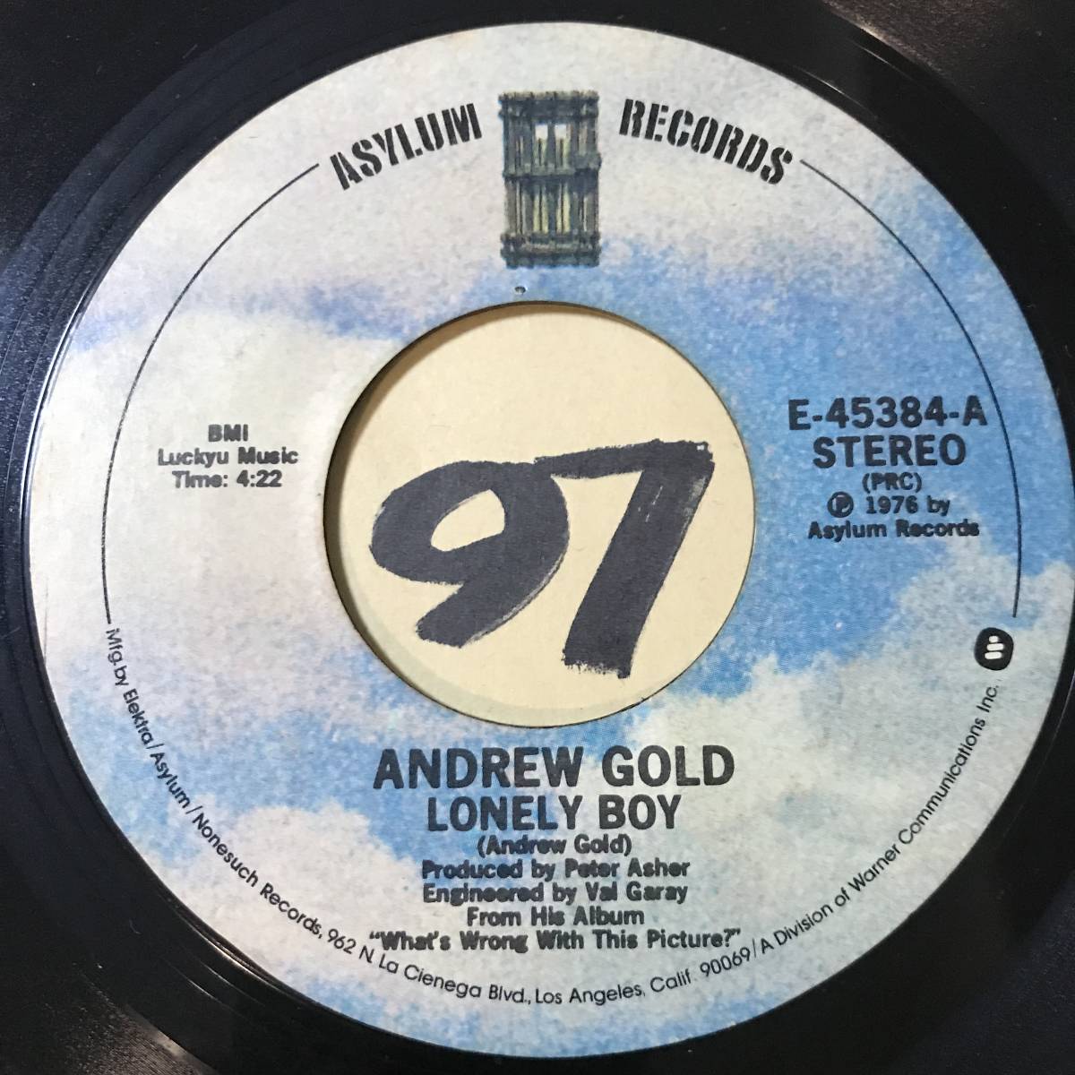 試聴 ANDREW GOLD LONELY BOY / MUST BE CRAZY 両面VG++ 1976 _画像1