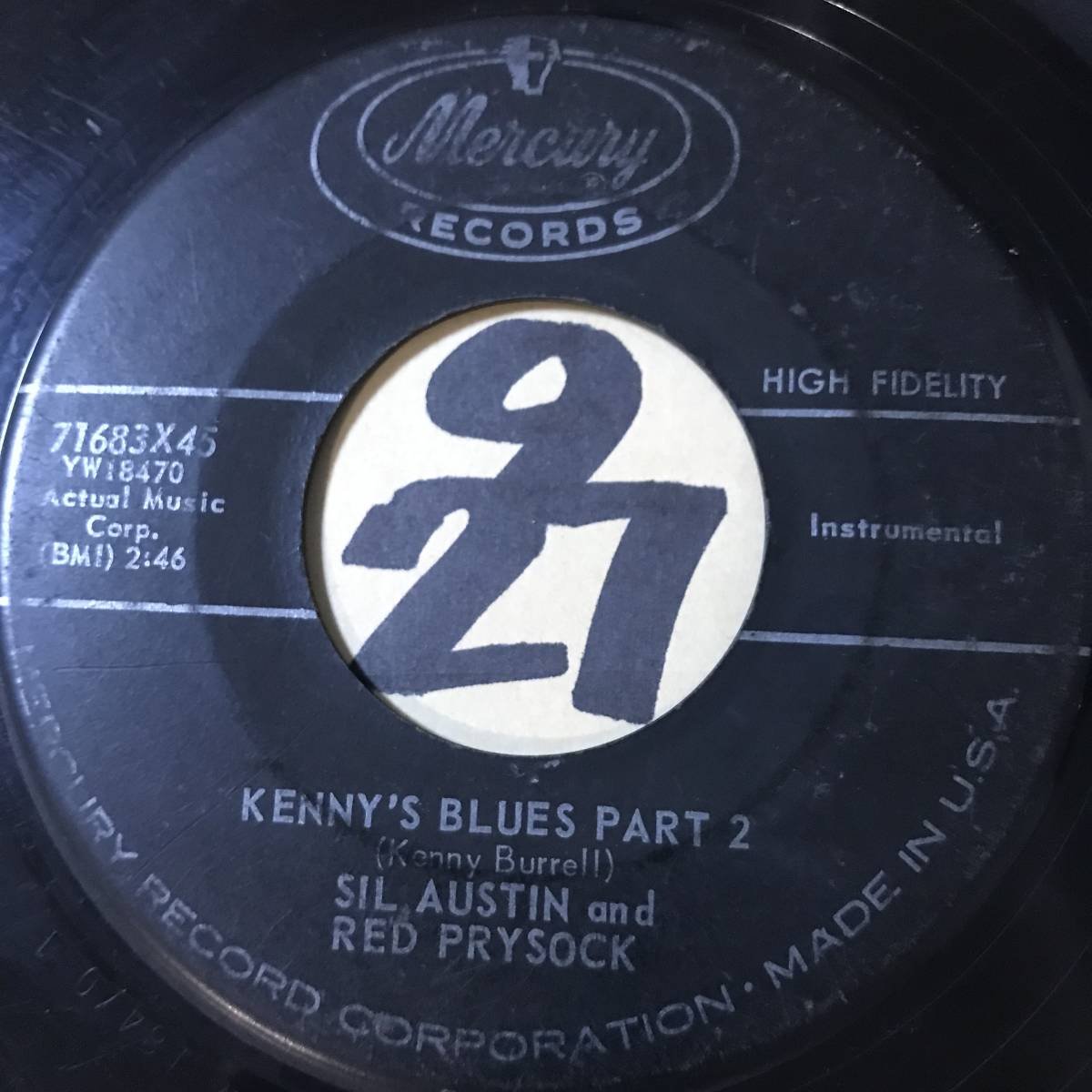 試聴 1960年ケニー・バレル作曲 SIL AUSTIN AND RED PRYSOCK KENNY’S BLUES PT1 PT2 両面VG SOUNDS VG(+) _画像2