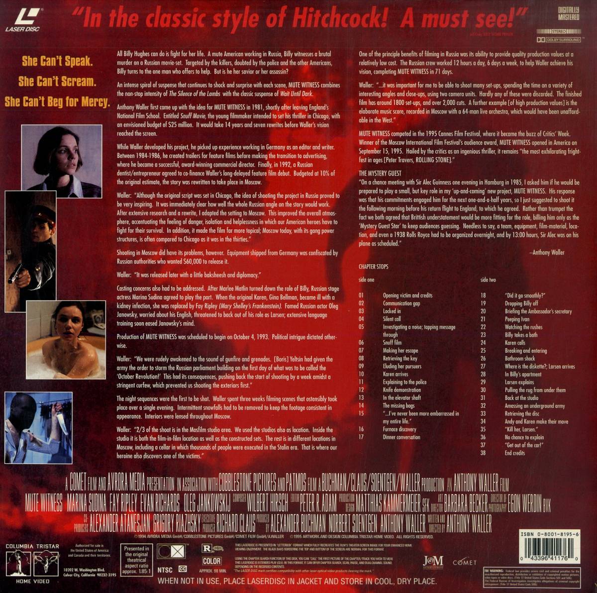 B00162751/LD/アンソニー・ウォラー(監督) / マリーナ・スディナ「ミュート・ウィットネス Mute Witness 1994 (Deluxe Widescreen) (1996_画像2