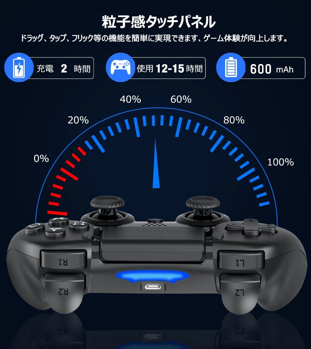 新品　PS4 コントローラー 【最新バージョン】ワイヤレスコントローラー Bluetooth接続 600mAh 連射機能 HD二重振動 6軸ジャイロセンサー_画像4