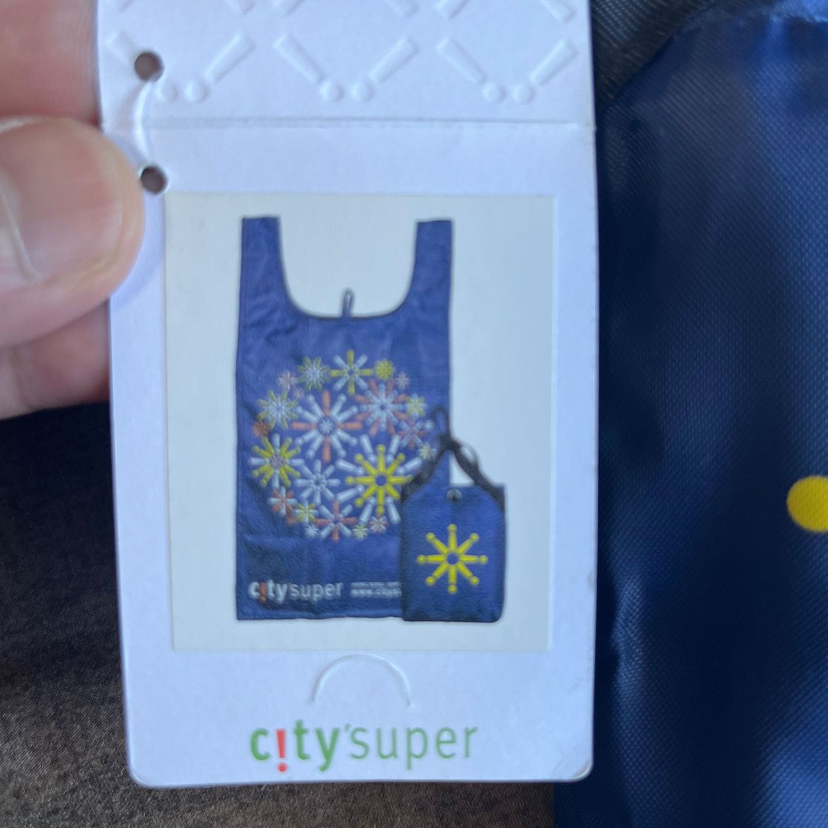 ②CitySuper エコバッグ　折りたたみ式　新品　未使用　ネイビー色　花火柄　台湾　香港　上海