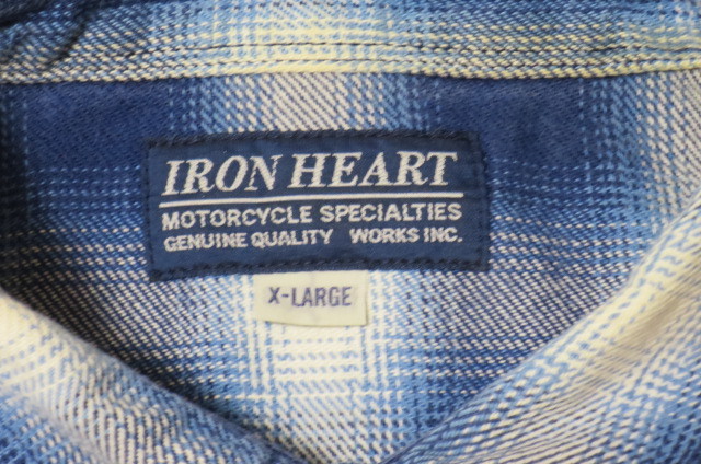 アイアンハート IRON　HEART　インディゴチェックウエスタンシャツ IHSH-196　XL _画像3