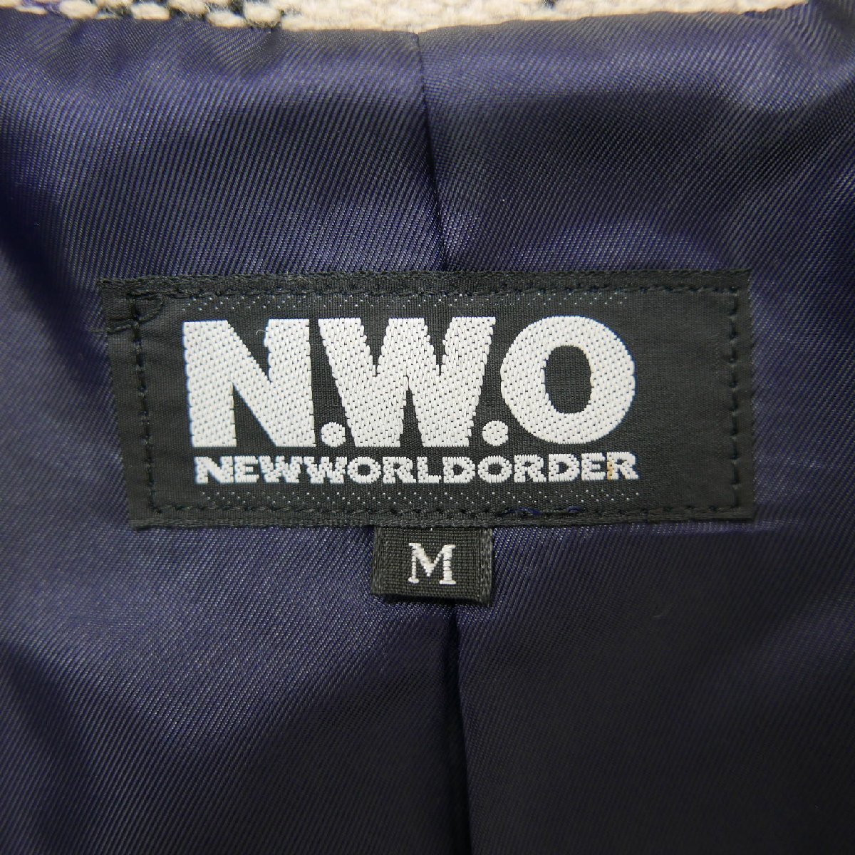 NEW WORLD ORDER ニューワールドオーダー N.W.O メンズ アウター チェック柄 ブルゾン ネル コート ジャケット パープル系 M_画像8
