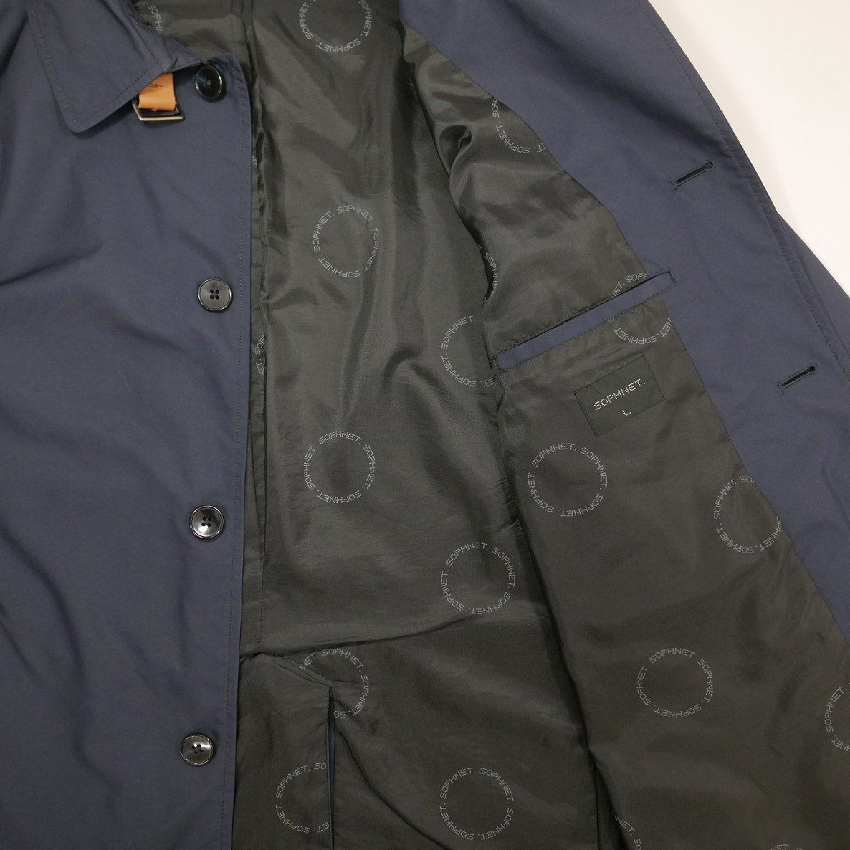 SOPHNET. ソフネット SOUTIEN COLLAR COAT メンズ アウター ロング 無地ステンカラーコート NAVY L SOPH-123071_画像3