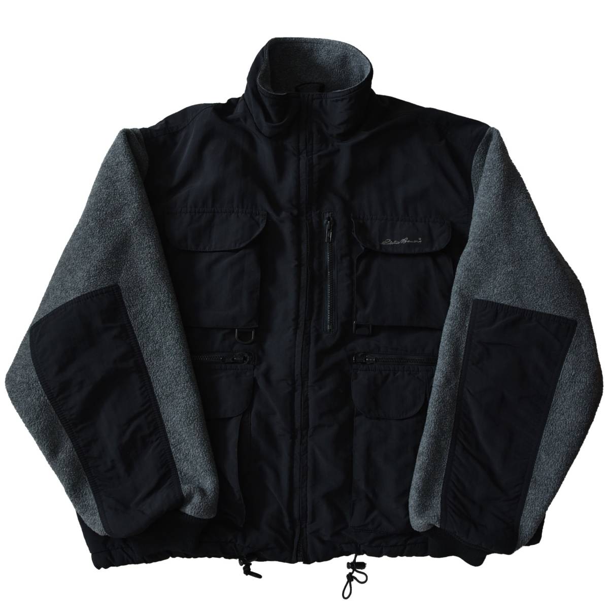 希少！ 美品！ 90s USA製 Eddie Bauer フィッシング ナイロン POLARTEC フリース ジャケット ビンテージ アウトドア ハンティング XL