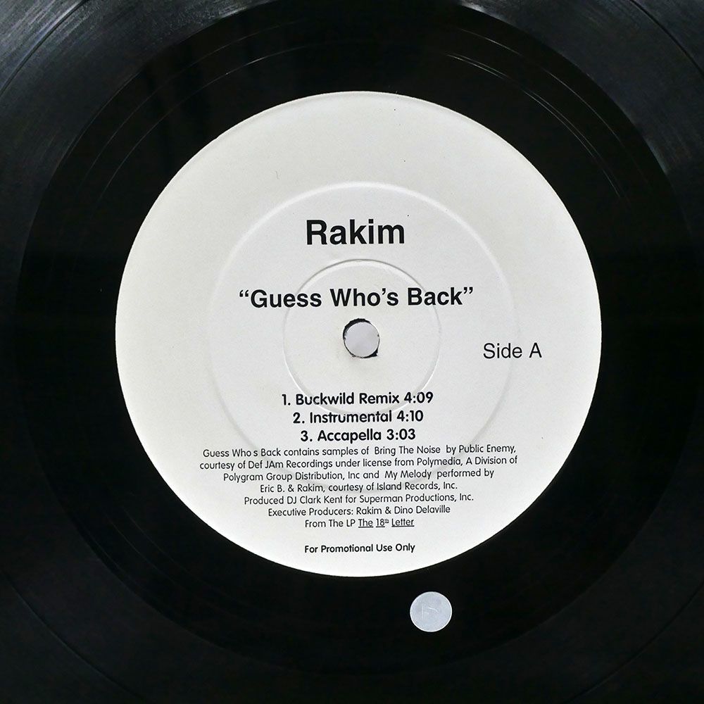 RAKIM/GUESS WHO`S BACK/NOT ON LABEL U253113 LP_画像1