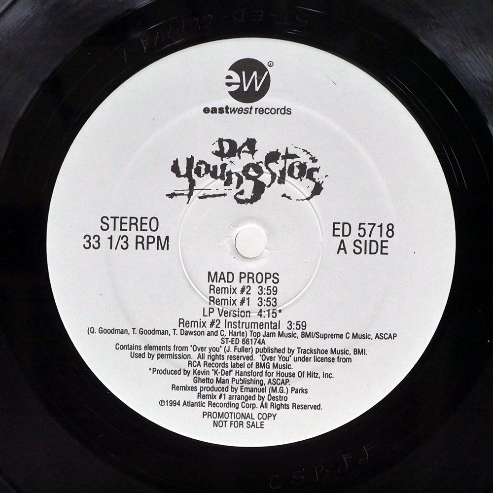DA YOUNGSTA’S/MAD PROPS NO MORE HARD TIMES/EASTWEST RECORDS AMERICA ED5718 12_画像2