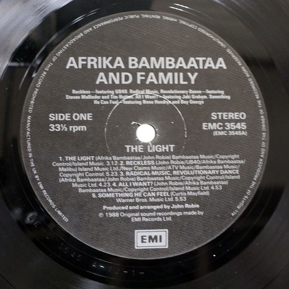 AFRIKA BAMBAATAA & FAMILY/LIGHT/EMI EMC3545EMC LP_画像2