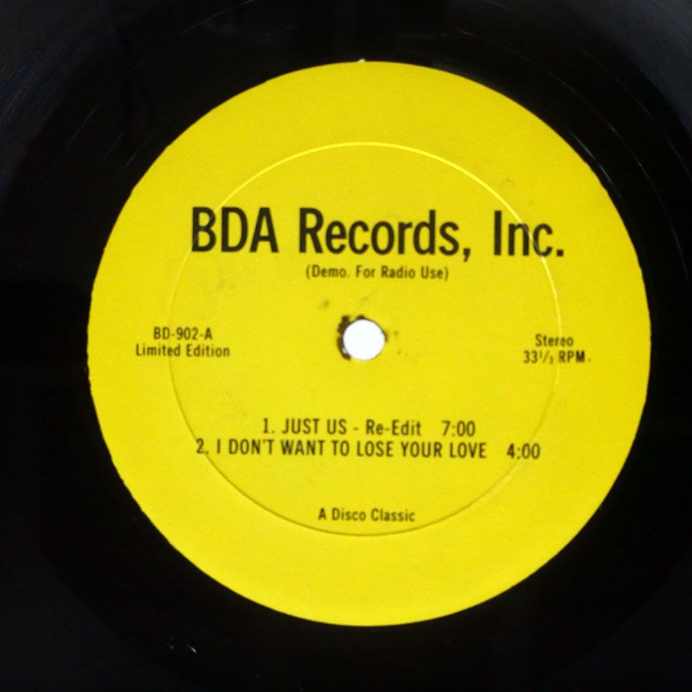 VA/JUST US I DON’T WANT TO LOSE YOUR LOVE EVERYBODY HERE MUST PARTY/BDA RECORDS, INC. BD902 12_画像1