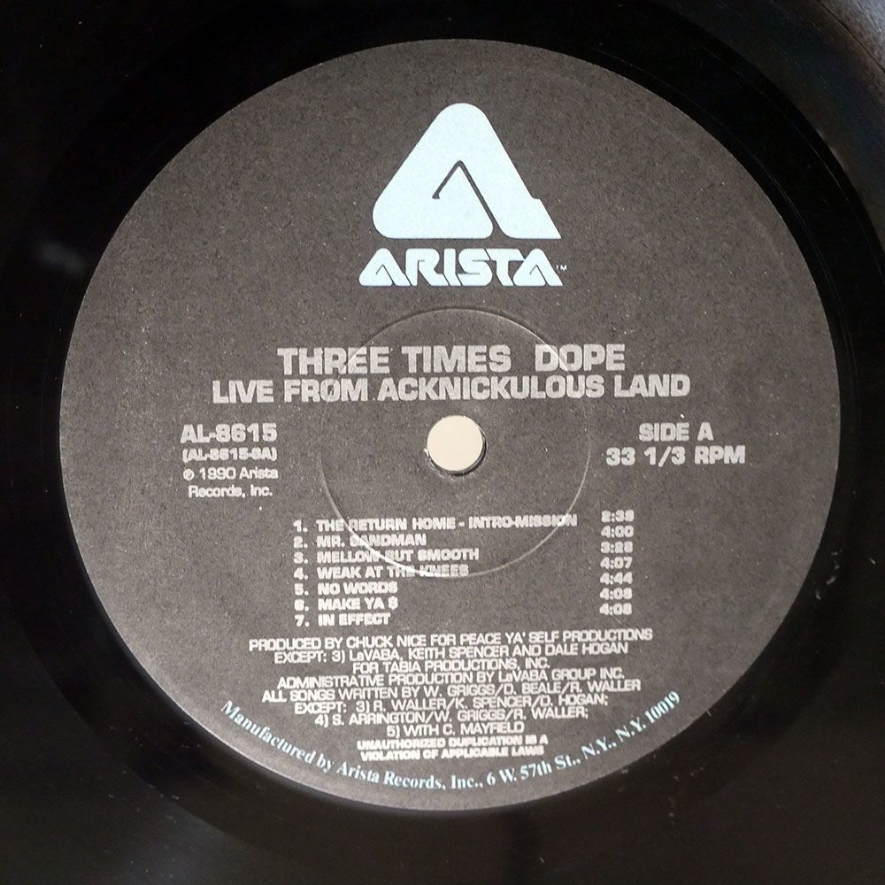 THREE TIMES DOPE/LIVE FROM ACKNICKULOUS LAND/ARISTA AL8615 12_画像2