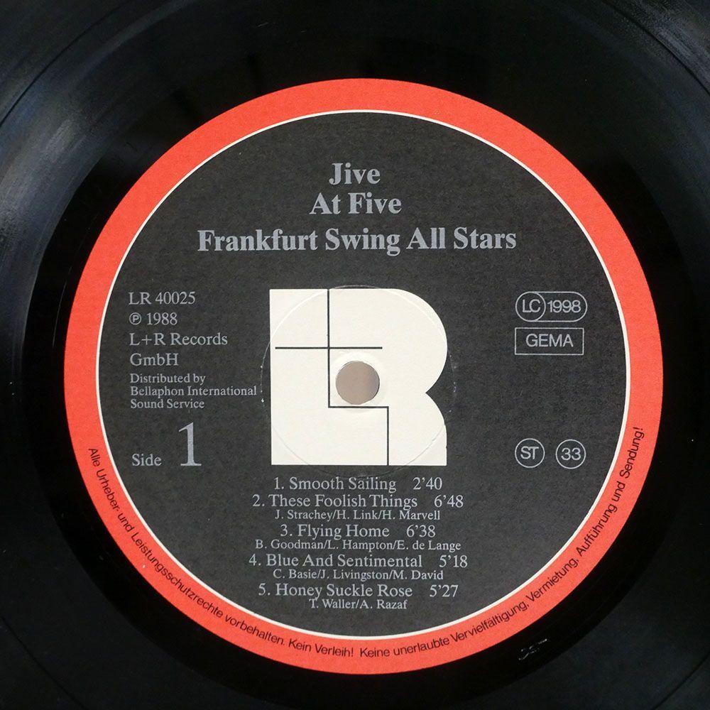 独 FRANKFURT SWING ALL STARS/JIVE AT FIVE/L＋R? LR40025 LP_画像2