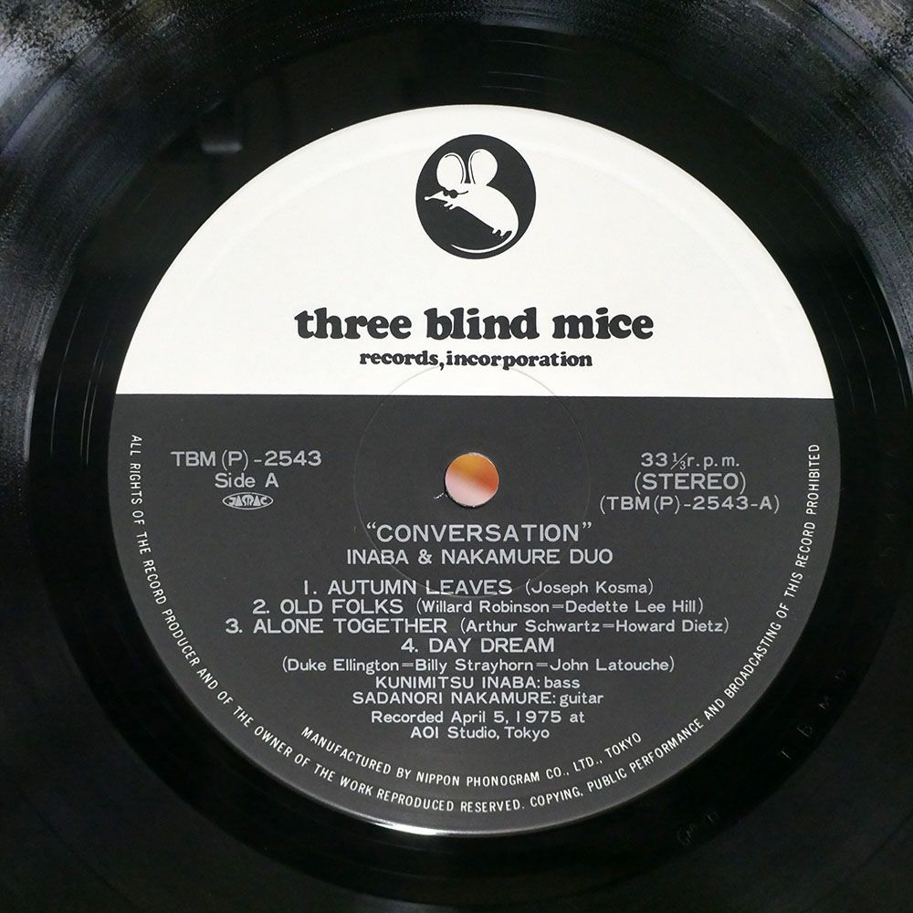 INABA & NAKAMURE DUO/CONVERSATION/THREE BLIND MICE TBM 2543 LP_画像2