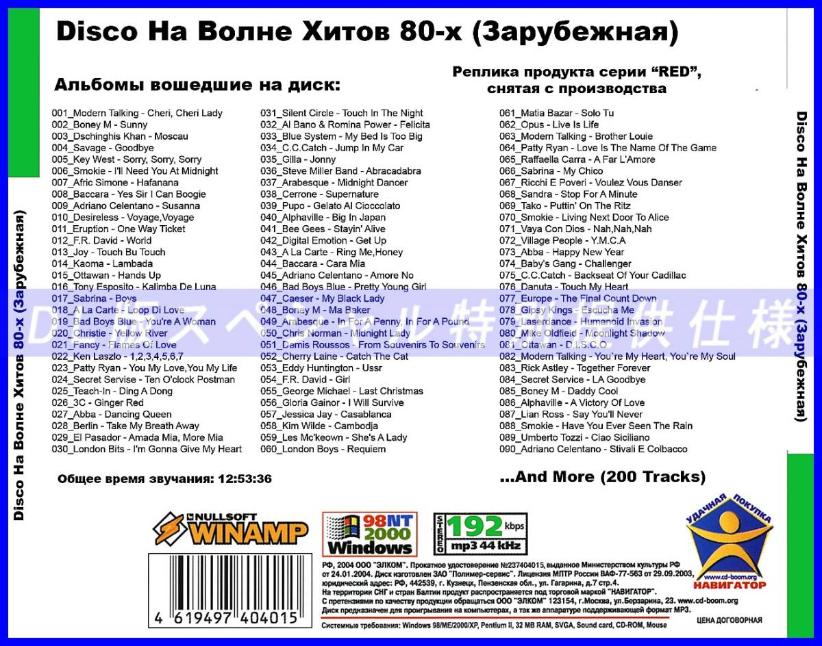 【特別提供】DISCO ディスコ ヒット 80年代 大全巻 MP3[DL版] 1枚組CD仝_画像2
