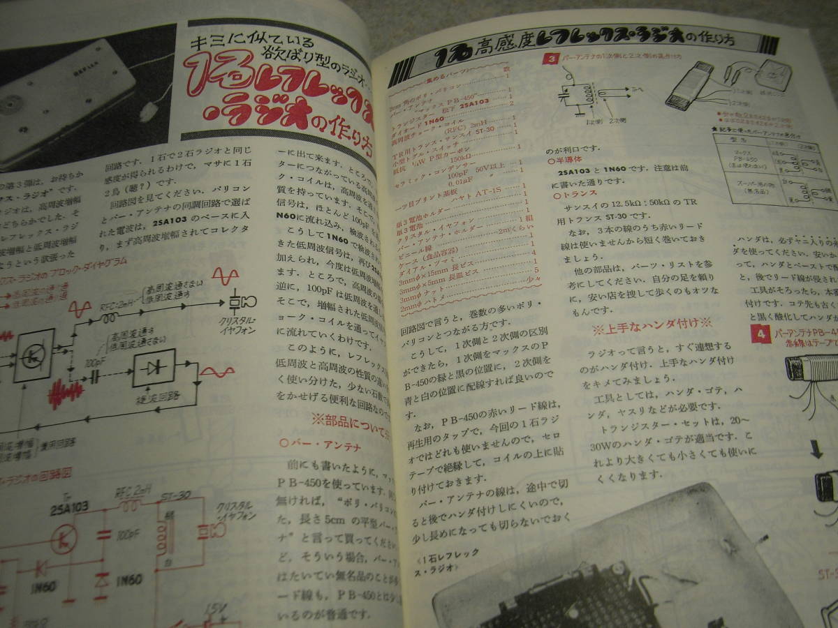 初歩のラジオ　1975年1月号　特集＝ラジオの製作ガイド　ゲルマラジオ/1石AF増幅ラジオ/1石レフレック/3石スーパー等　オールバンド受信機_画像7