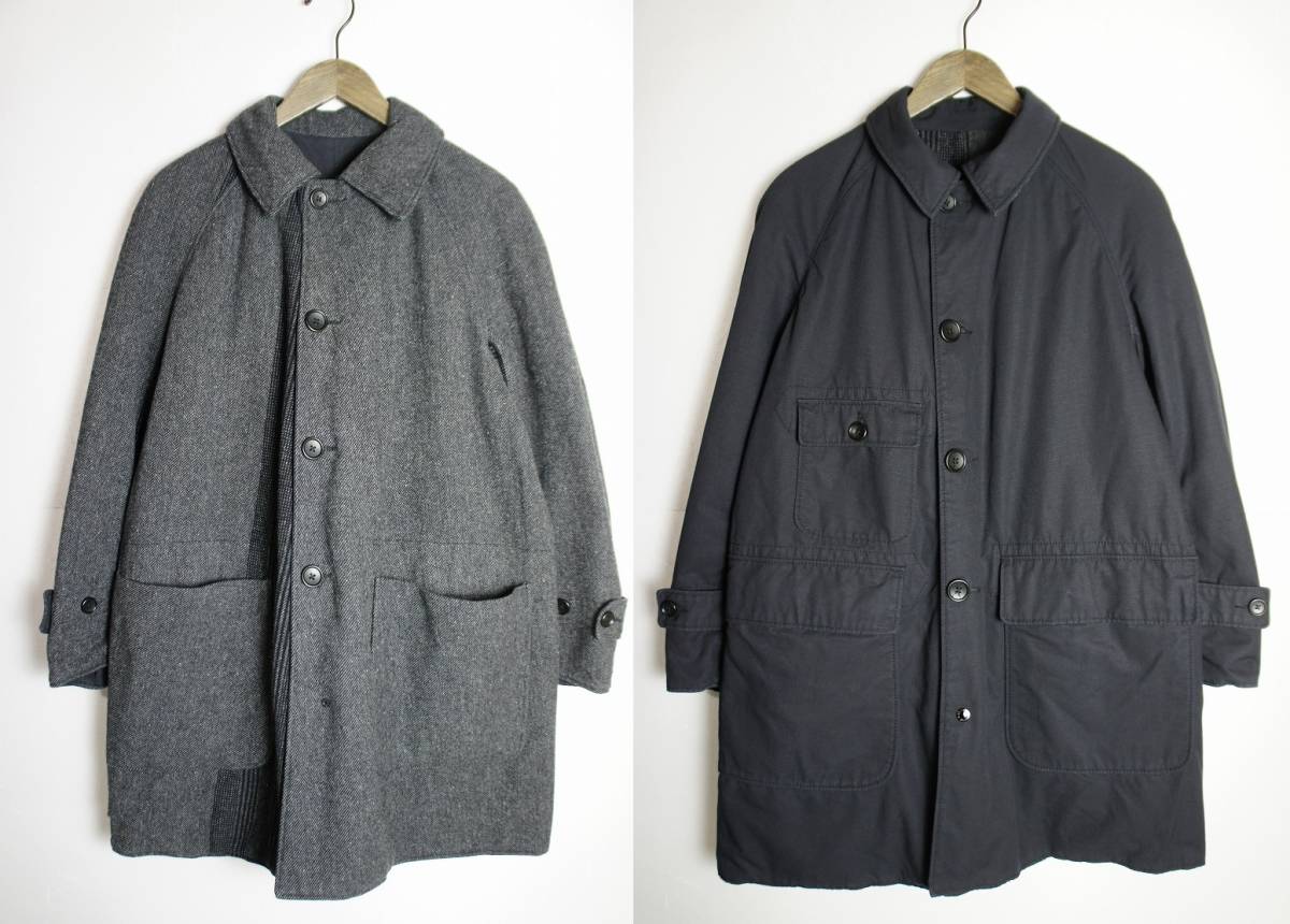 名作 美品15AW Engineered Garmentsエンジニアドガーメンツ Reversible Coat Nyco Ripstop リバーシブル コート ヘリンボーン 灰420N▲_画像1