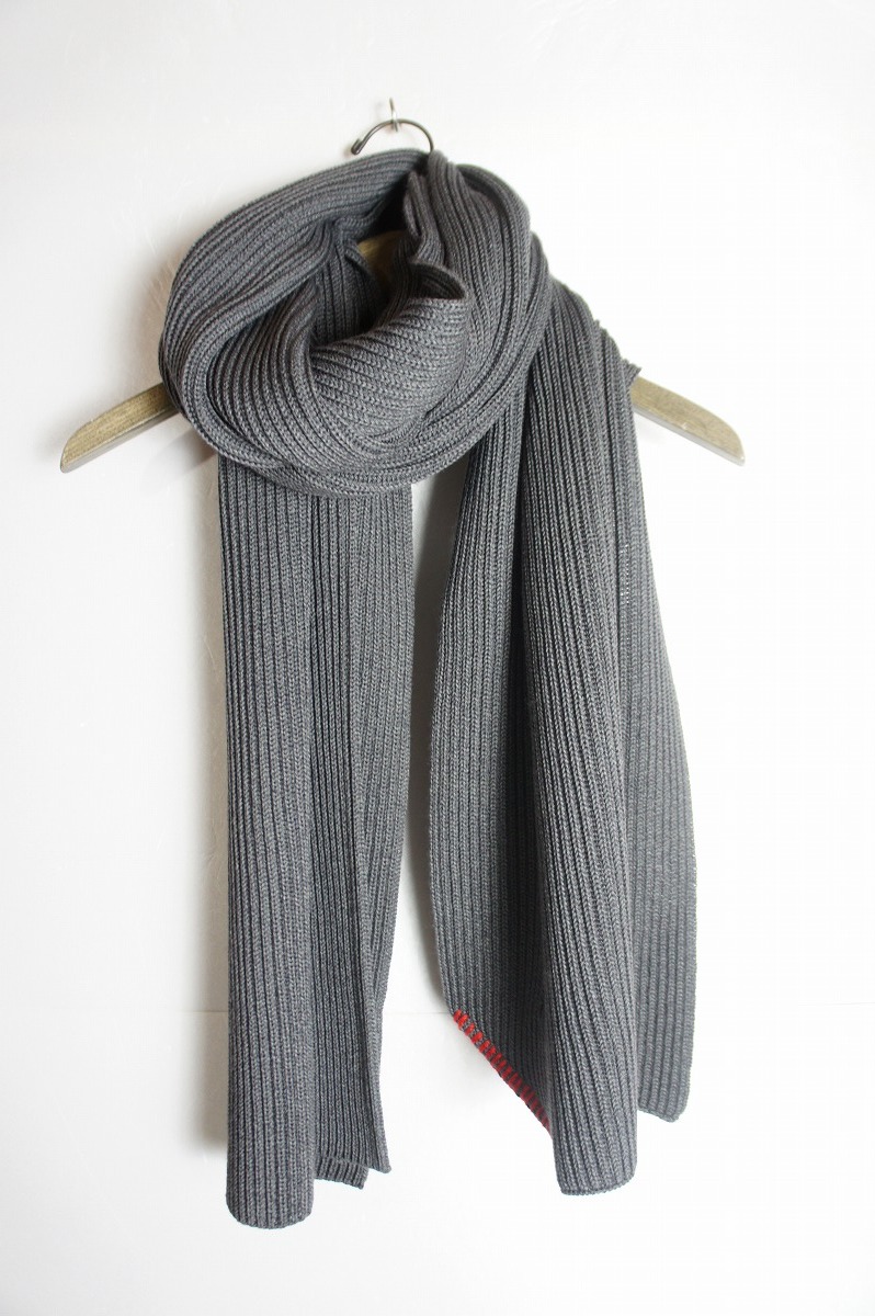 美品22AW OUAT オーユーエーティ OFFICE SCARF ニット マフラー ストール オフィス スカーフ リブ編み 灰1224N▲_画像3