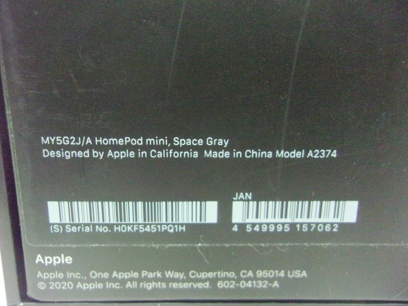 1000円スタート スマートスピーカー Apple Home pod mini Model A2374 アップル ホームポッド 通電のみ確認済み 箱付 WHO NN1031_画像7