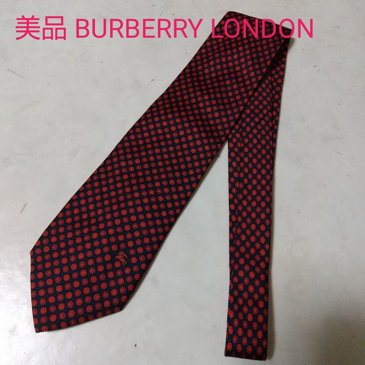 BURBERRY LONDON バーバリーロンドン ネクタイ 小紋柄 騎士マーク シルク 赤 馬 ナイト