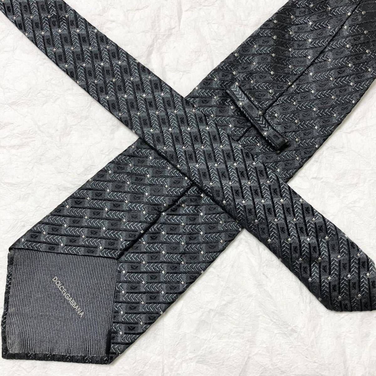 # beautiful goods #DOLCE&GABBANA Dolce and Gabbana necktie reji men taru stripe square dot star silk 100% Italy made black 