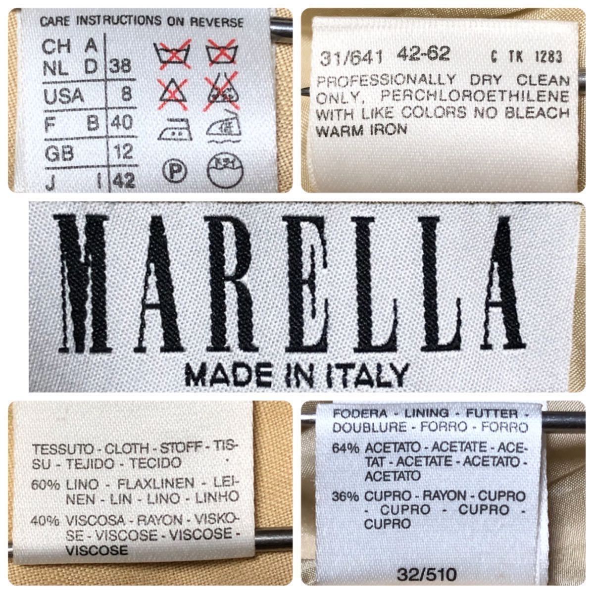 ■希少リネン■MARELLA マレーラ　セットアップスーツ　ジャケット　スカート　size42/40 イタリア製　ベージュ　フォーマル　シングル_画像6