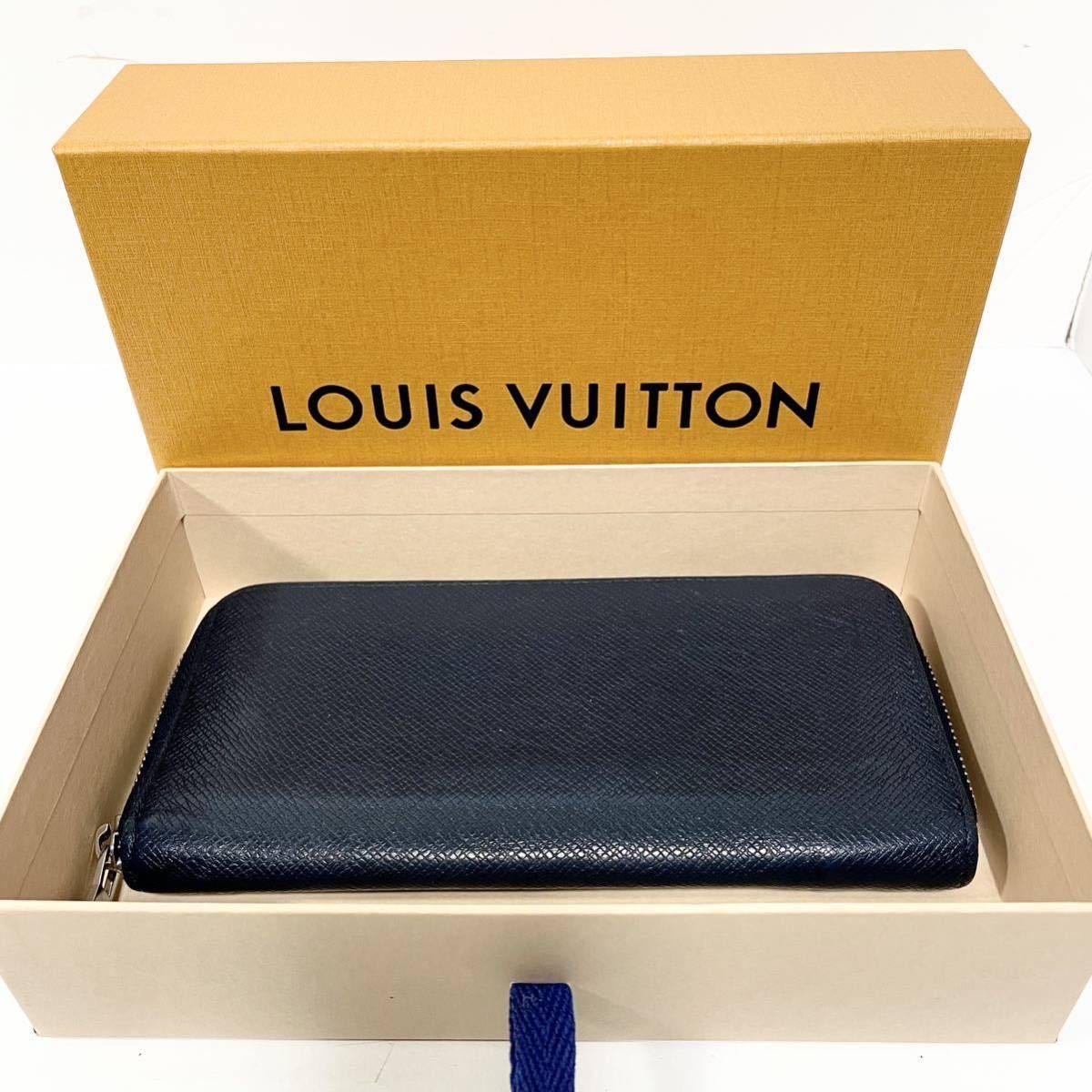 ■極美品■LOUIS VUITTON ルイヴィトン■タイガ　ブルーマリーヌ　ジッピーウォレット ヴェルティカル　ラウンドファスナー　刻印あり_画像3