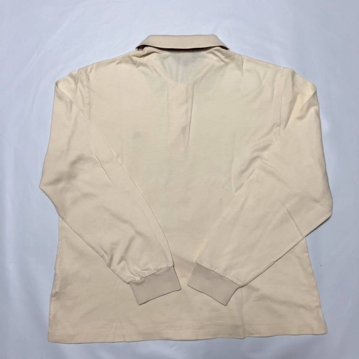 # превосходный товар #BURBERRY GOLF Burberry Golf рубашка-поло с длинным рукавом вышивка Logo sizeL три . association сделано в Японии кремовый цвет 