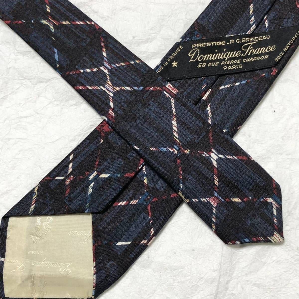 美品 Dominque France ドミニクフランス 星 格子 ネクタイ 美品 Dominque France ドミニクフランス 星 格子 ネクタイ