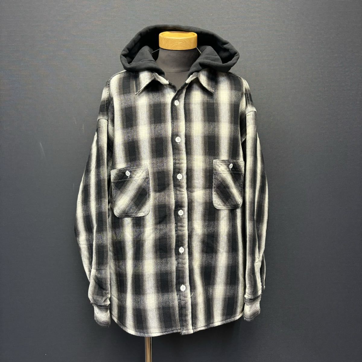 SAINT MICHALE SM-A23-0000-046 CHECK SHIRT セントマイケル チェックシャツ size XL 新品未使用品 ネルシャツ ブラック/ホワイト_画像1