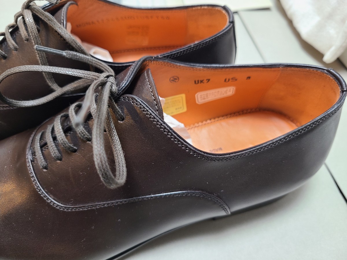 新品未使用】サントーニ Santoni 革靴 ダークブラウン 定価 10万 新品未使用】サントーニ Santoni 革靴 ダークブラウン 定価 10万