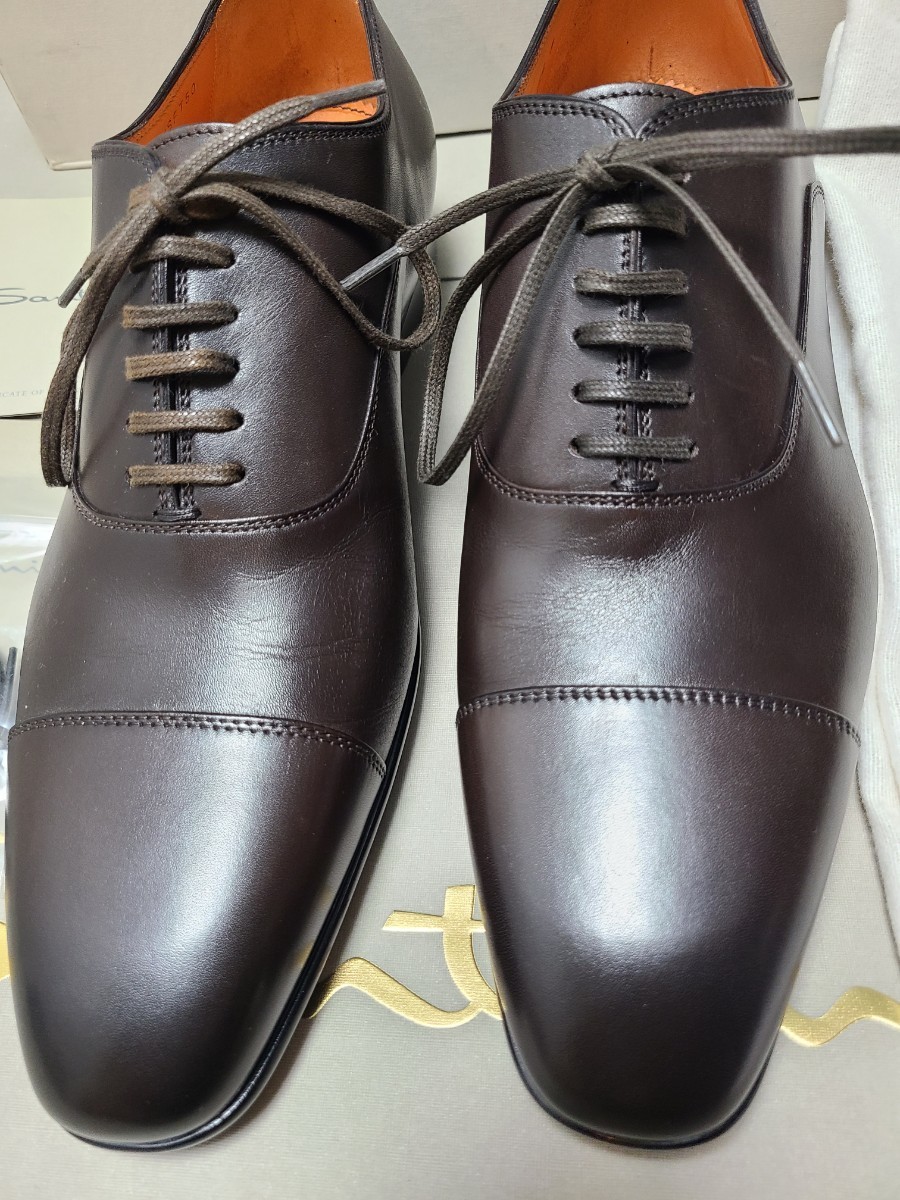 新品未使用】サントーニ Santoni 革靴 ダークブラウン 定価 10万 新品未使用】サントーニ Santoni 革靴 ダークブラウン 定価 10万