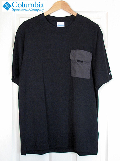 新品タグ付き　Columbia コロンビア・Tシャツ・UVプロテクション25・L・ブラック・リラックスフィット・胸ポケ・ロゴ