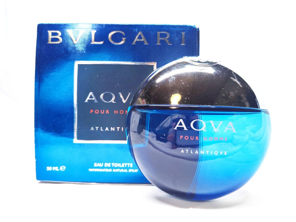 50ml【ほぼ未使用】【送料無料】BVLGARI ブルガリ AQVA アクア プールオム Atlantiqve アトランティック POUR HOMME オードトワレ_画像1