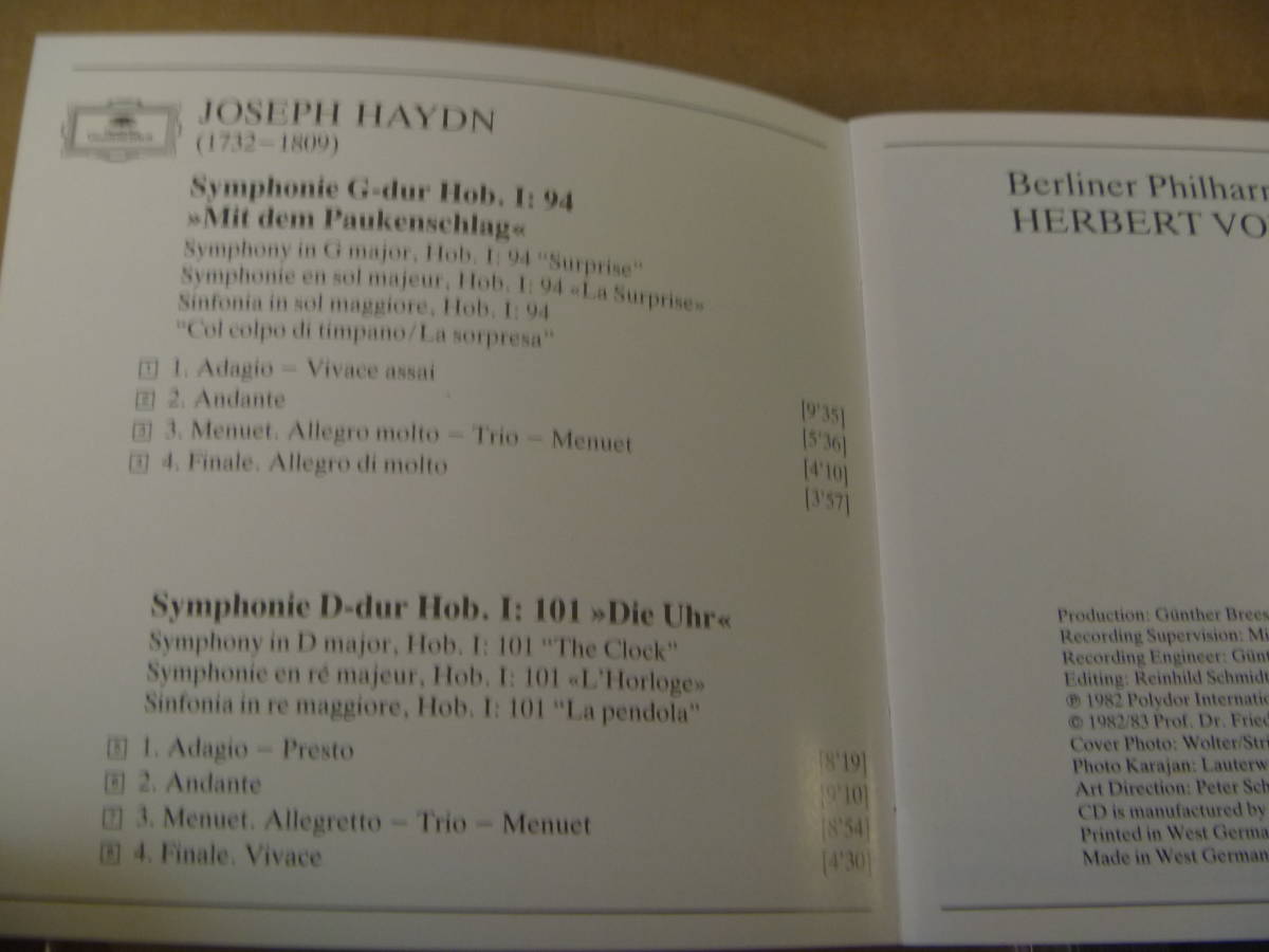 　【高音質西独初期盤】　ハイドン/交響曲第94番『驚愕』、第101番『時計』　カラヤン指揮ベルリン・フィル　[21]_画像3