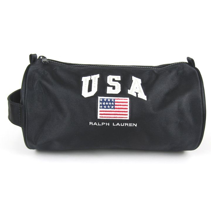 ラルフローレン ポロスポーツ ヴィンテージ ミニドラムバッグ USA星条旗 ハンドバッグ ブランド 鞄 メンズ ブラック POLO SPORTS_画像1