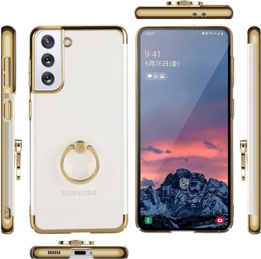 2309170 Segoi Samsung Galaxy S21 5G ケース リング付き メッキ加工 落下防止 スタンド機能_画像4