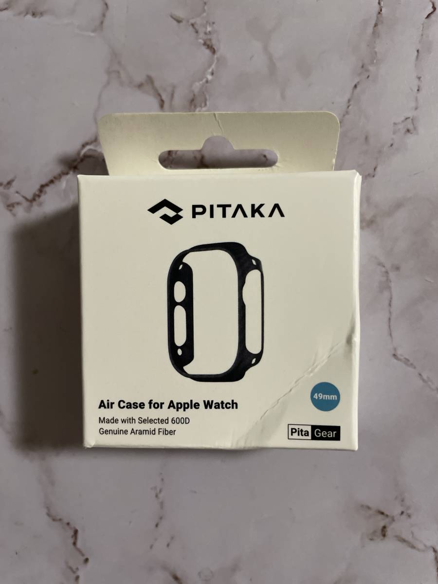 PITAKA Apple Watch Ultra/Ultra2 correspondence case 49mm applying cover light weight ultrathin whole surface protection scratch attaching difficult 600Dalamido fiber carbon manner black 