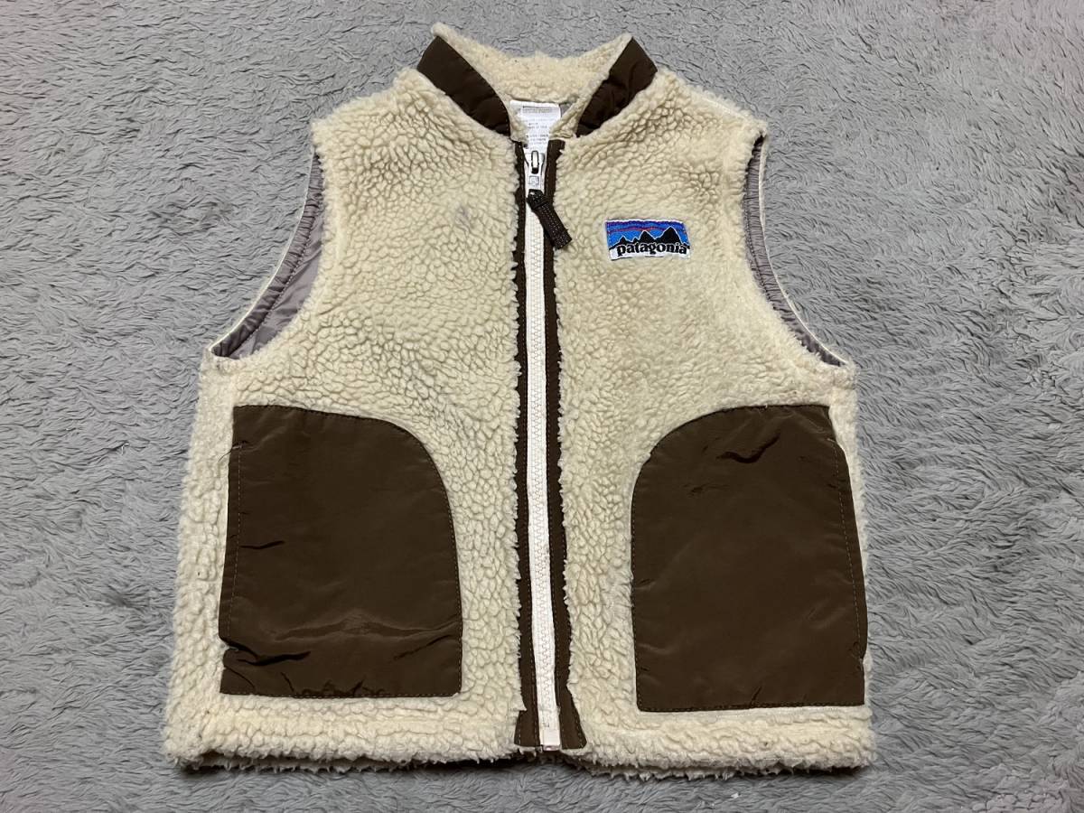 ★中古 美品★patagonia パタゴニア フリース ベスト BABY キッズ用 3T 3歳対象 クリーム 61012FD _画像1