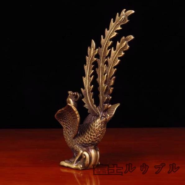 美品登場★ 鳳凰 火鳳凰 彫刻 装飾品 風水 置物 事務所 開運 幸運 出世_画像4