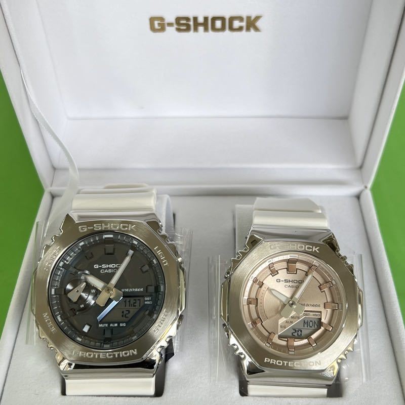 限定品 特価★G-SHOCK GM-2100WS-7AJF GM-S2100WS-7AJF ホワイト ネイビー ピンク メタルカバード 腕時計 ペアウォッチ カップルコーデ