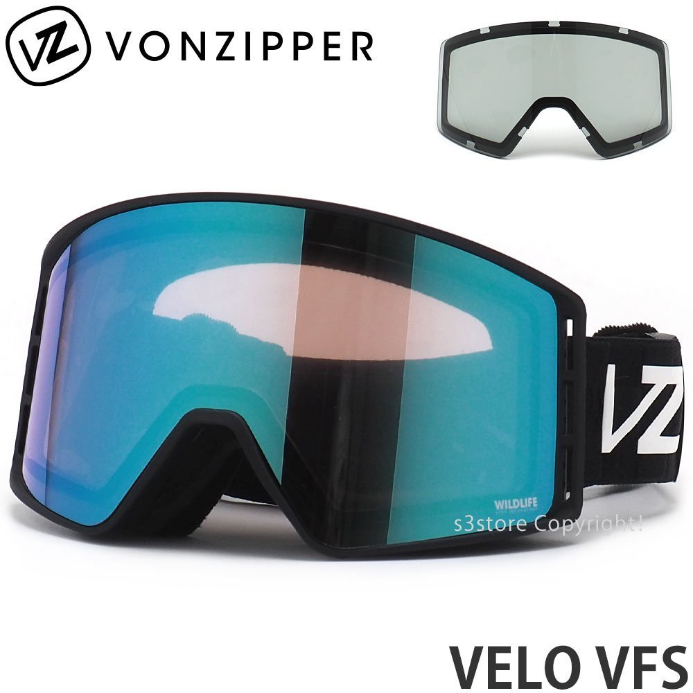 1円～ 23-24 VONZIPPER VELO VFS BLACK SATIN WILDLIFE LOWLIGHT PLUS (54%) ボンジッパー ゴーグル スノボ JAPANFIT 2024 [同梱不可]_画像1