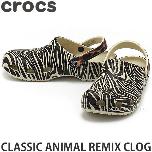 1円～ CROCS CLASSIC ANIMAL REMIX CLOG BLACK/MULTI ANIMAL M5(23.0cm) クロックス シューズ クロッグ 靴 通気性 軽量 [同梱不可]_画像1