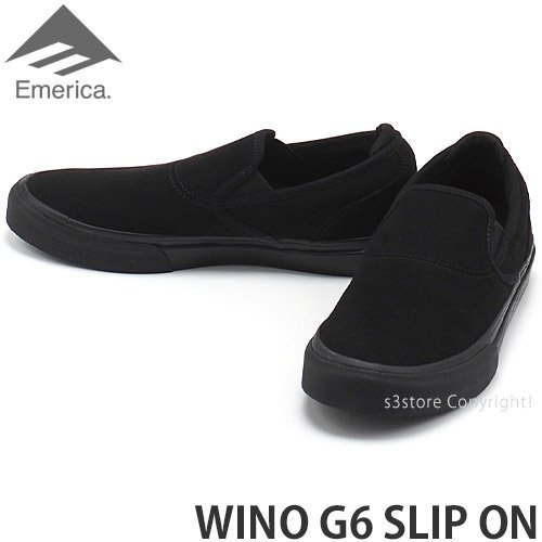 1円～ EMERICA WINO G6 SLIP ON Blk 25.5cm エメリカ ワイノ スリップ オン スケートボード スリッポンスニーカー 靴 SHOES [同梱不可]_画像1