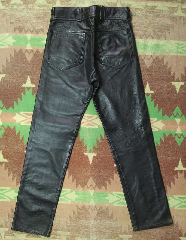 ジーンズ型 【TAUBERS】 50s Leather Pants/ 50年代 レザー パンツ モーターサイクル バイカー ライダース ホースハイド ビンテージ 40s60s_画像3