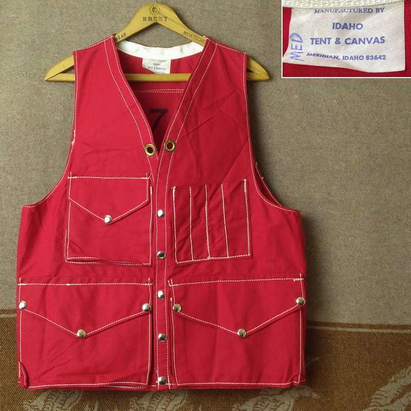 バックパック 【IDAHO TENT CANVAS】 80s Red Work Vest / 80年代 キャンバス ダック ワーク ベスト ハンティング ビンテージ 70s90s
