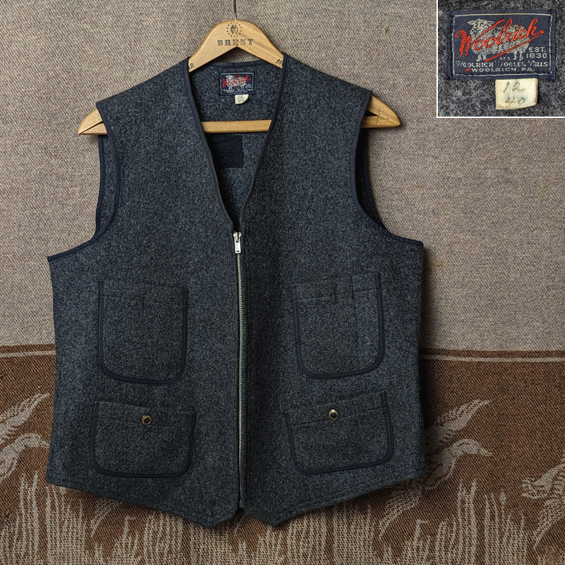 バックルバック 【WOOLRICH】 40s Hunting Vest/ デコTALON 40年代 ウールリッチ ベスト ハンティング ブラウンズビーチ ビンテージ 30s50s_画像1