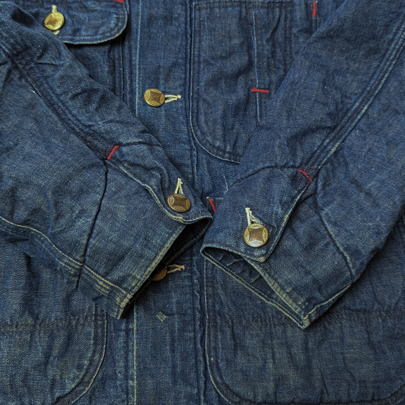 50s [ rare boys size ] Denim Chore Jacket / 50 period Denim coverall Work jacket reverse side blanket Vintage 40s60s