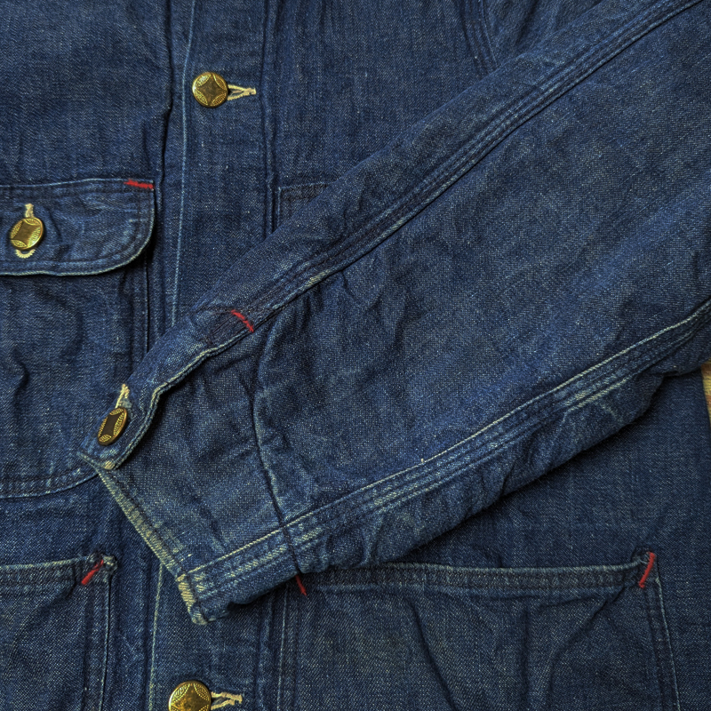 50s [ rare boys size ] Denim Chore Jacket / 50 period Denim coverall Work jacket reverse side blanket Vintage 40s60s