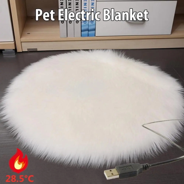 Pペットホットカーペットマット ペットヒーター 犬 猫ペット電気毛布 省エネ電熱ヒーターUSB電源供給 暖かいホットカーペット丸型 寒さ対策_画像2