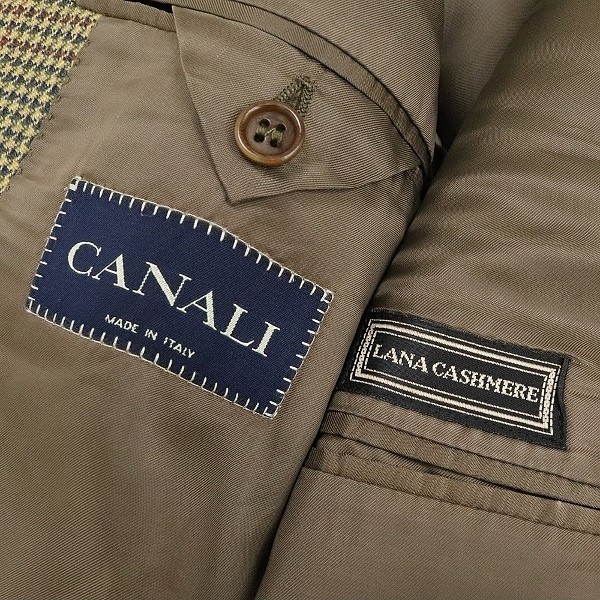 ◆CANALI カナーリ カシミヤ混 千鳥 チェック柄 3釦 ジャケット 48_画像8